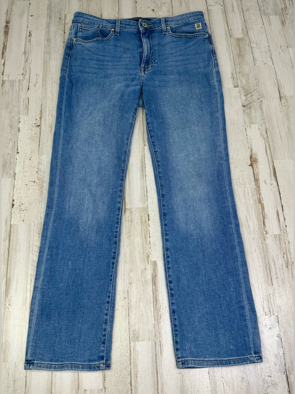 Hilfiger Jeans Women's Blue Wash 10 (33x30) Tribeca Straight Leg Stretch Denim